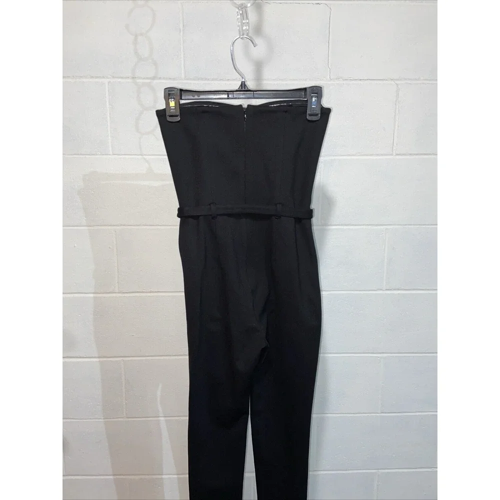 Generation Love Women's Tessa Ponte Jumpsuit 2 Black Fitted Stretch‎ Belted NEW